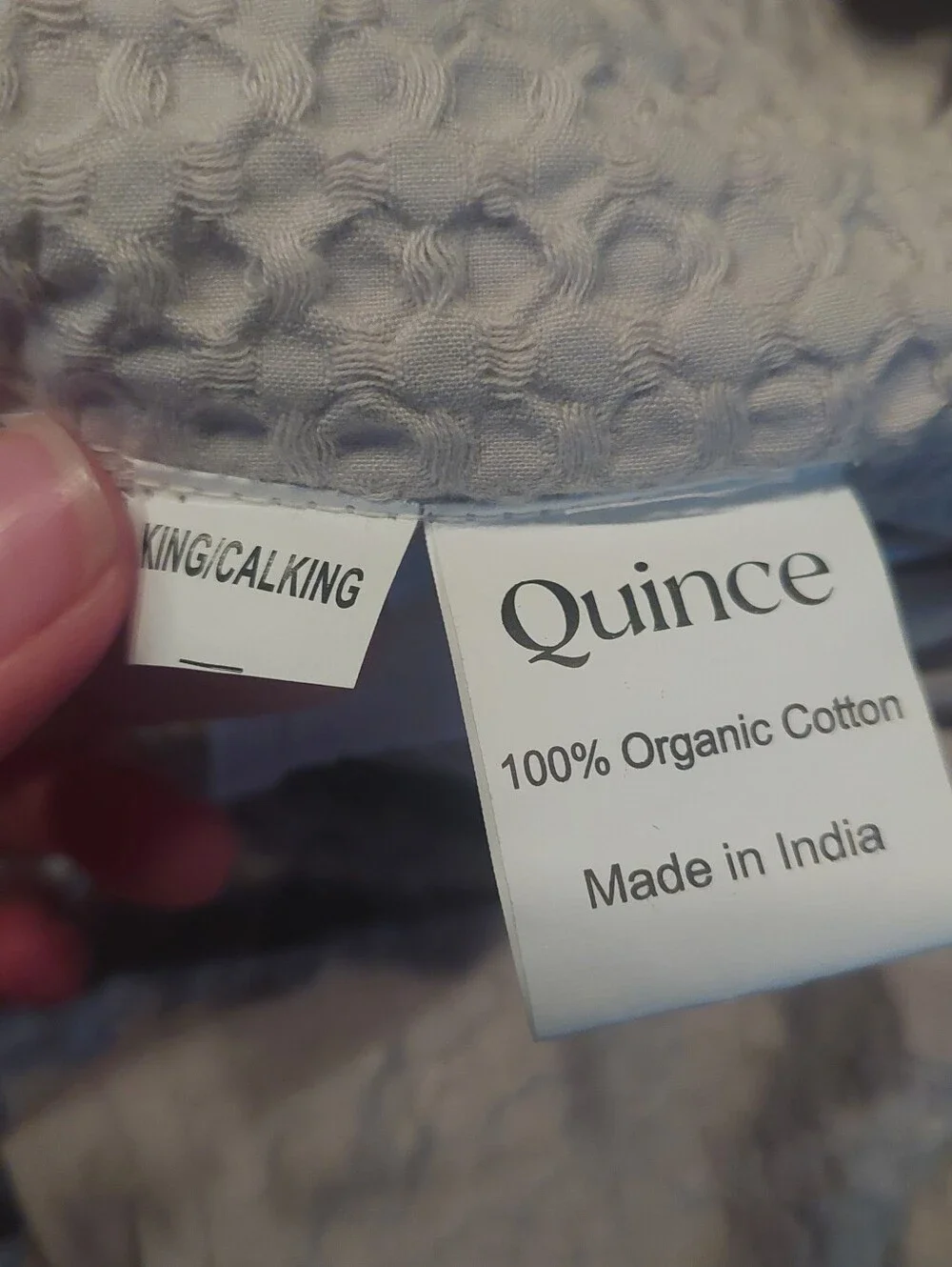 Quince 100% Organic Cotton Waffle Light Gray Duvet Cover! King/ Cal King  (741)